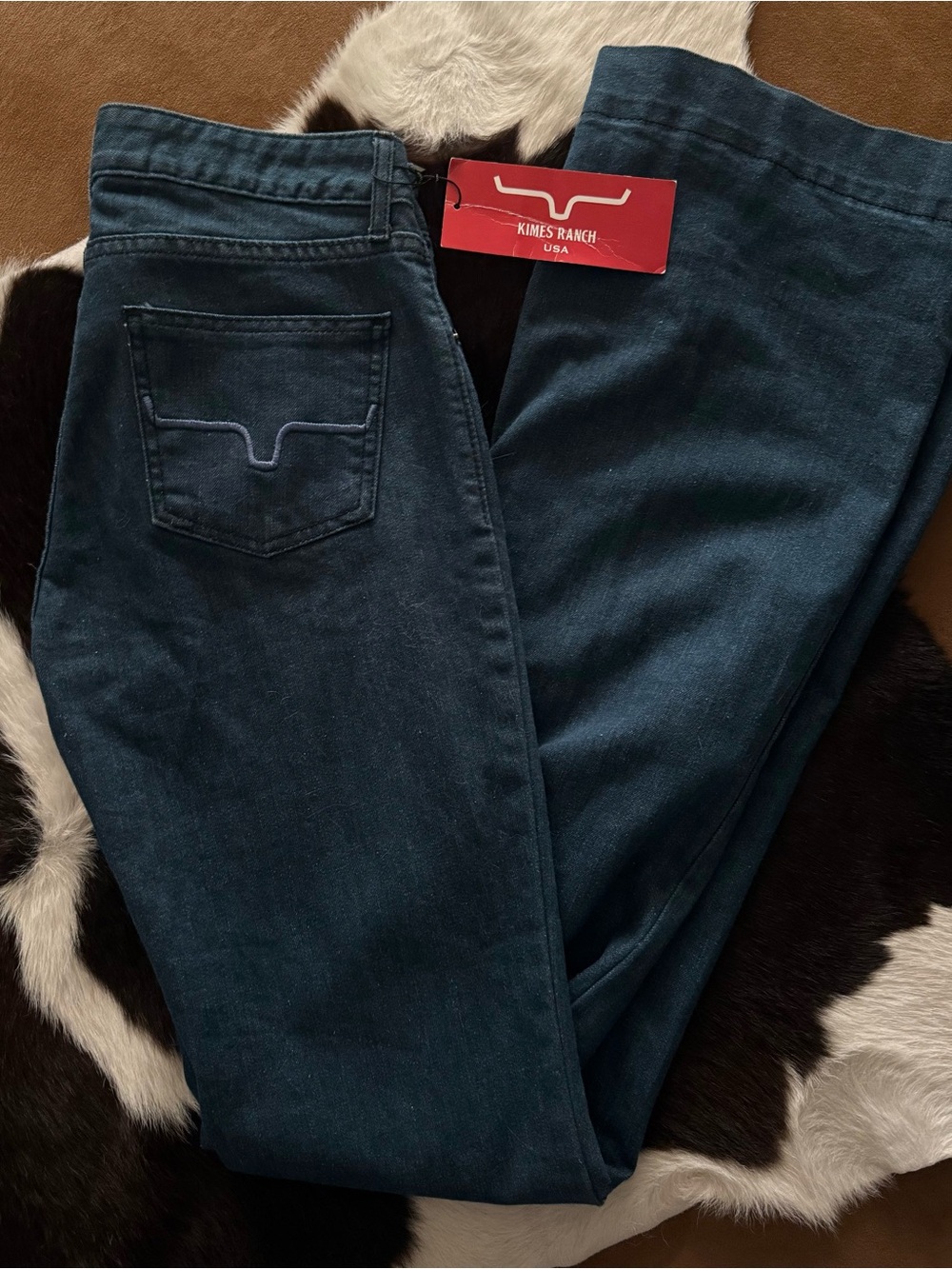 Kimes Ranch Lola Teal-Blue Denim Jeans with Back Pocket Stitch